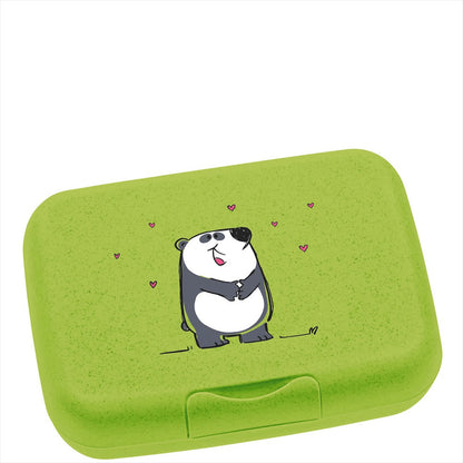 Snygg grön matlåda för barn med en handmålad panda på locket
