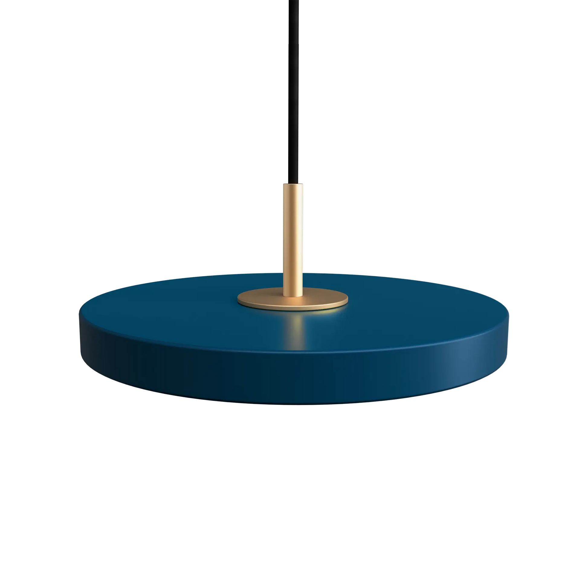 Taklampa Asteria Micro från Umage Petrol Blue med toppdel i mässing