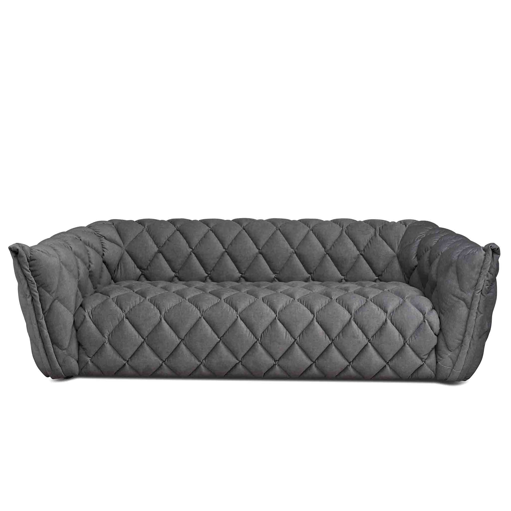 Chesterfield 3-sits soffa i grå sammet